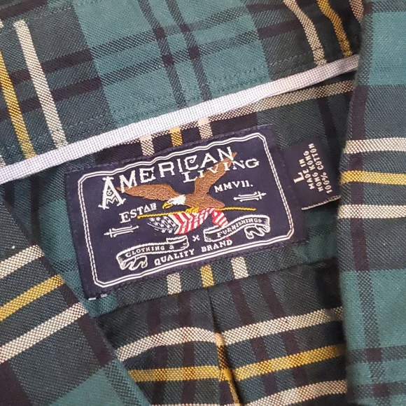 NWT American Living Mens Plaid Longsleeve